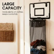 🎉FLASH DEAL 50% OFF – Over-the-Door Basketball Laundry Hamper | Creative Score Game, Big Black Mesh Net, Acrylic/Wood Backboard, No-Drill Install 🚪🏀 - Image 5