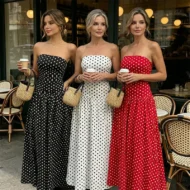 ✨ Women's Polka Dot Strapless Dress - Elegant Vacation Essential! ✨ - Image 11