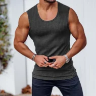 Men's Ribbed Knit Slim Fit Tank Top - Image 16