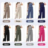 2025 New Women's Casual Sleeveless Top & Wide-Leg Pants Set - Image 7