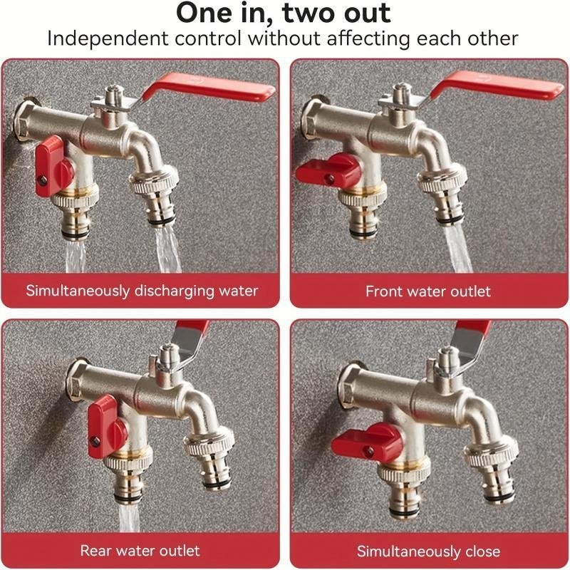 🔥 FLASH SALE: 50% OFF! ⚙️ Universal Stainless Steel Double Outlet Garden Faucet – Independent Valves, Heavy-Duty & Easy Install 🚰