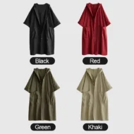 Oversized Large Pocket Hooded Long Trench Coat - Image 9