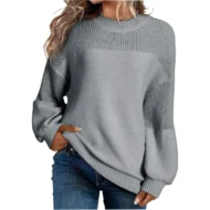 Women's Loose Fit Long Sleeve Knit Sweater - Image 7
