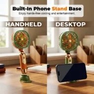Rechargeable Floral Mini Fan with Stand Base - Image 2