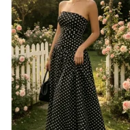✨ Women's Polka Dot Strapless Dress - Elegant Vacation Essential! ✨ - Image 12