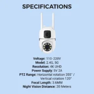 🔍🔍360° Pan & Tilt 4K Dual Lens Security Camera – Outdoor WiFi Surveillance Camera - Image 8