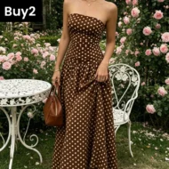 ✨ Women's Polka Dot Strapless Dress - Elegant Vacation Essential! ✨ - Image 7