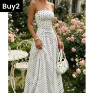 ✨ Women's Polka Dot Strapless Dress - Elegant Vacation Essential! ✨ - Image 8