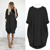 Hot sale💝 Women Casual Loose Pocket Long Sleeves Dress - Image 16